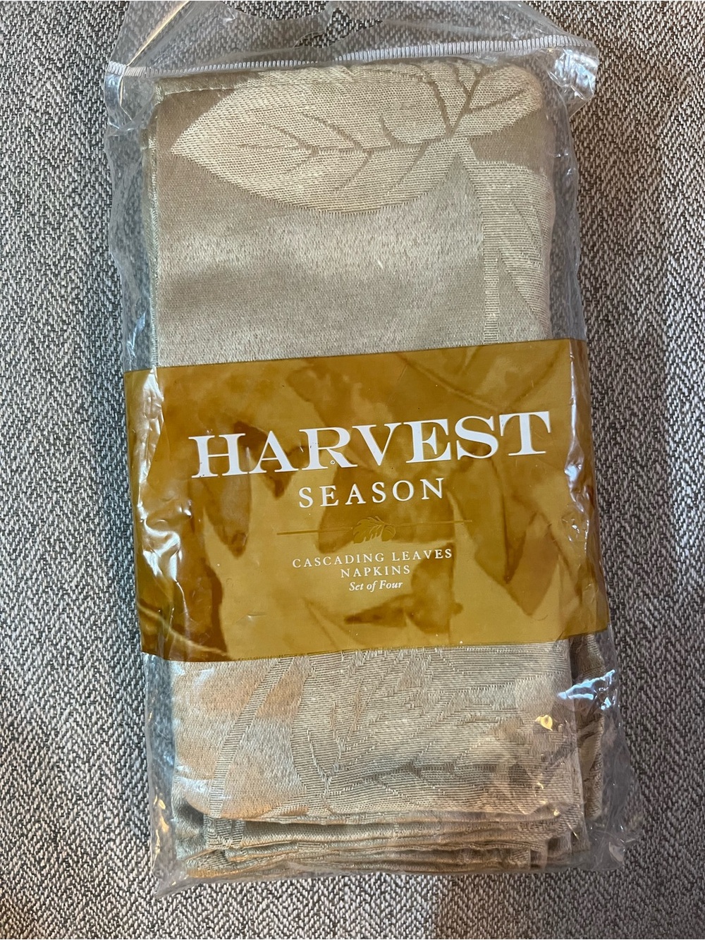 Harvest Season Fabric Napkins “”Khaki Opp” 4 Napkins NEW